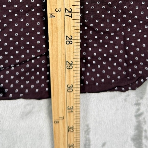 Express Mens Burgundy Dot Print Slim Fit Long Sleeve Button Down Shirt Large - Picture 5 of 6